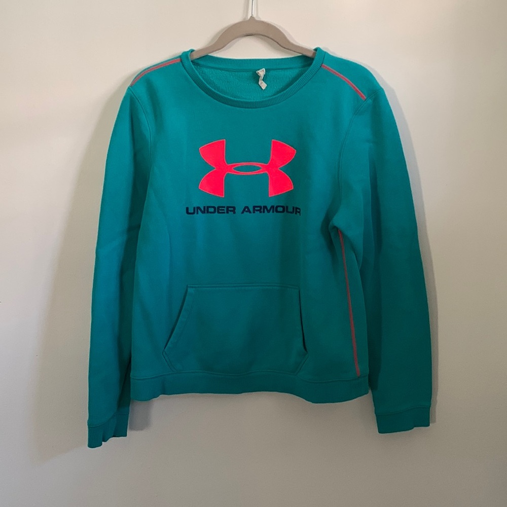 Under Armour Teal Sweatshirt with front pocket Size Medium